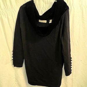 Women’s Valerie Stevens Black Merino Wool Velour Cowl Neck Sweater
